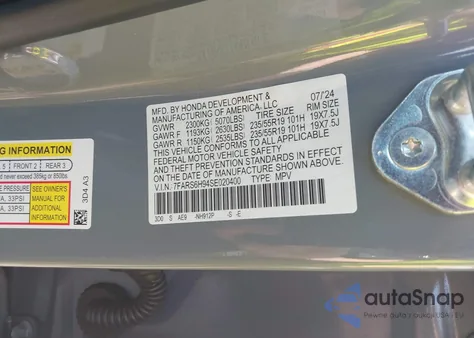 2025 Honda Cr-V Hybrid Sport Touring from USA, damaged, VIN 7FARS6H94SE020400